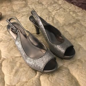 Nine West silver sparkle 3 inch heels